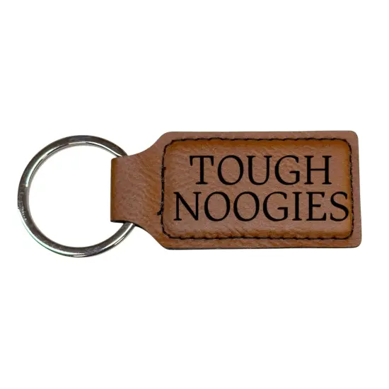 Keychain - Rectangle - Tough Noogies - Leather Rawhide/Black {1}