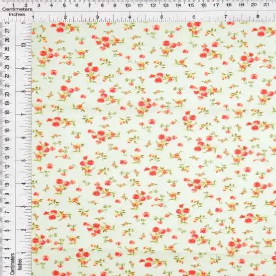 1 Yard Stretch Poplin Ditsy Print Fabric, 57/58&Prime; Wide Cotton Spandex Blend PINK HOT {5}