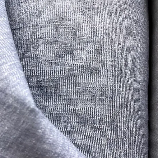 1 Yard Indigo Tweed Linen Cotton Stretch Fabric with Two Tone Woven Texture 46 Inches Wide {1}