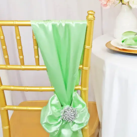 10 Pieces Satin Chair Sashes 8 by 108 inches Mint Green {5}