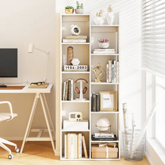 11-Tier Modern Bookcase with Anti-Tipping Kits and Open Storage Shelves White {2}