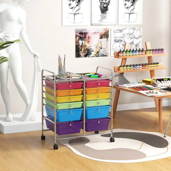 Costway 12 Drawers Rolling Cart Storage Mutlicolor Scrapbook Paper Studio Organizer Bins {4}
