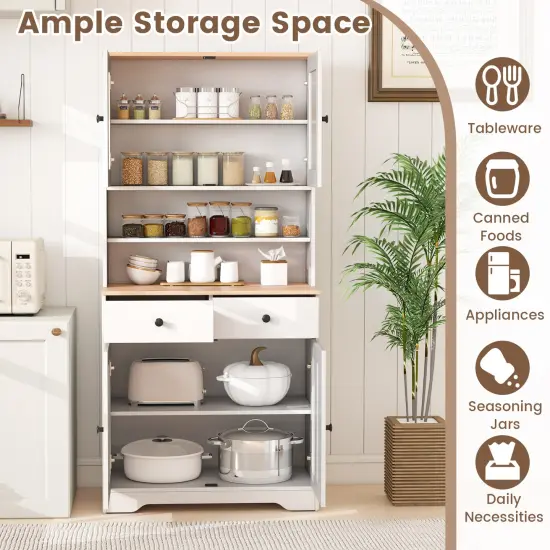 Pantry Cabinet with 2 Removable Shelves White {3}