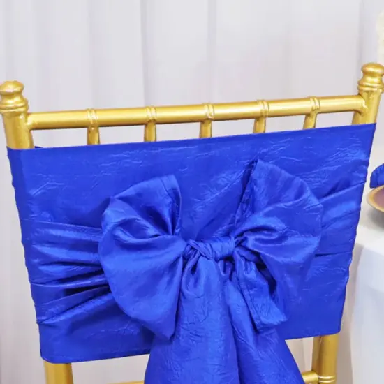 10 Pieces Elegant 9.5 by 108 inch Crushed Taffeta Chair Sashes Royal Blue {4}