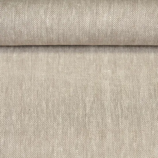 1 Yard Buff Linen Novelty Herringbone Yarn Dyed Fabric Midweight 54 Inch Width {1}