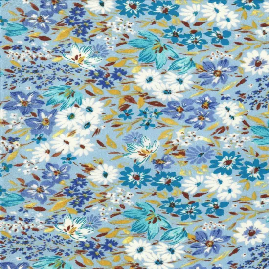1 Yard 100% Polyester CEY Ditsy Floral/Flower Print Fabric 58/59" Wide BLUE {4}
