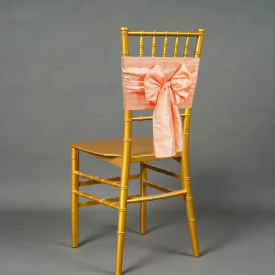 10 Pieces Apricot or Peach Crushed Taffeta Chair Bands 9.5"x108" Elegant Sashes {3}