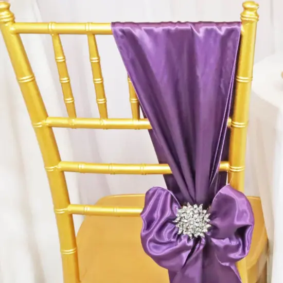 10 Pieces Wisteria Satin Chair Bands, 8"x108" Smooth Elegant Event Sashes {5}
