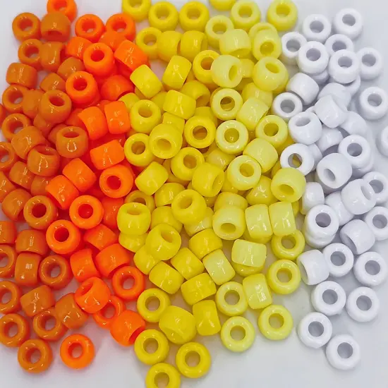 MIIIM 1000PCS 6x9mm Pony Beads Bulk, 5 Styles Yellow Pony Beads for Bracelets Making Kit, Kandi, Hair Braids Crafts for Jewelry Making (Yellow) {1}