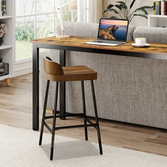 Costway Industrial Bar Stool 24.5" Saddle Seat Kitchen Dining Stool with Low Back {2}
