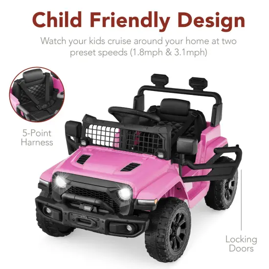 Best Choice Products 6V Kids Ride-On Truck Car w/ Parent Remote Control, 4-Wheel Suspension, LED Lights Pink {5}