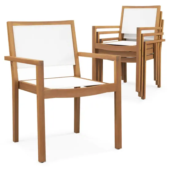 Costway Stackable Dining Chair Set of 2/4 with Wear-resistant Fabric & Breathable Backrest {8}