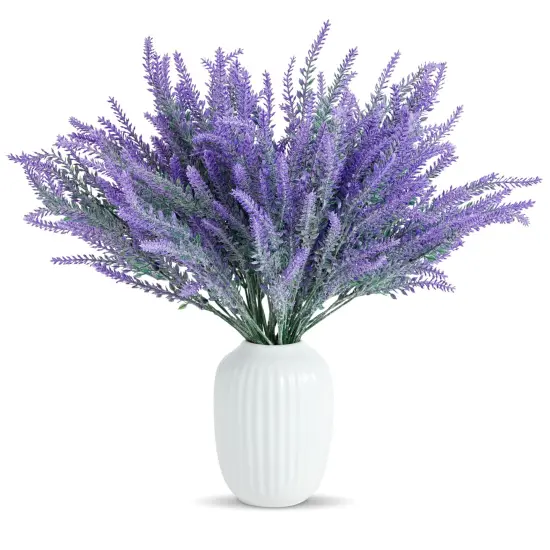 12 Bundles Artificial Lavender Flowers for Bouquets, Fake Wild Stems for Wedding, Faux Table Centerpieces, Door Wreaths (2"D x 3"W x 14"H) Purple {7}