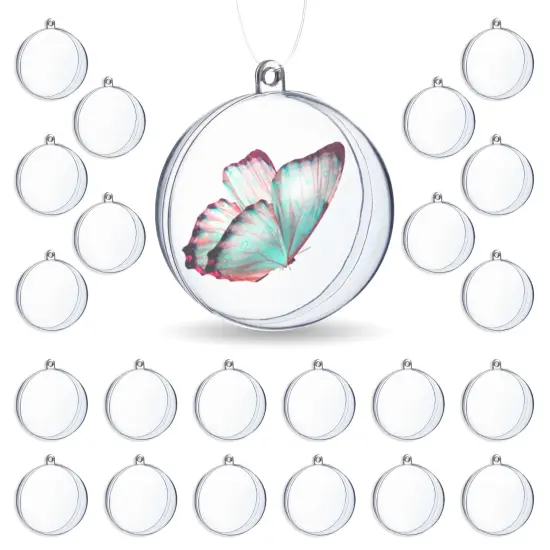 Clear Plastic Ornaments for DIY Arts and Crafts, Fillable Decorations (3.15 In, 24 Pack) {1}