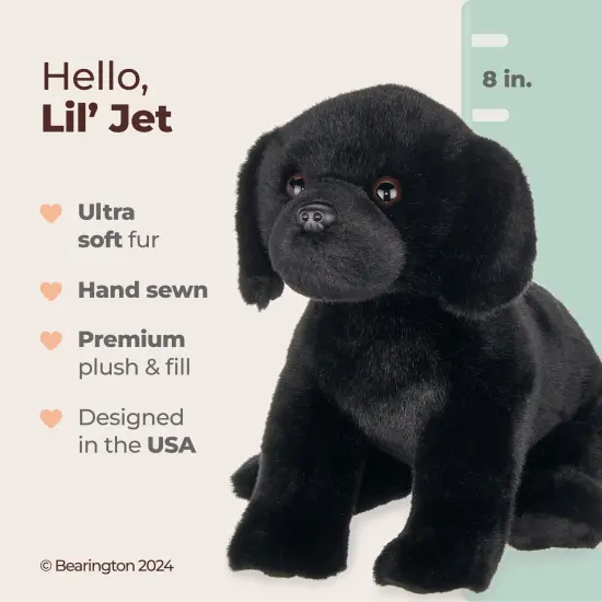 Bearington Collection Lil' Jet The Labrador Retriever, 8 Inch Black Lab Stuffed Animal, For Ages 3-14 {2}