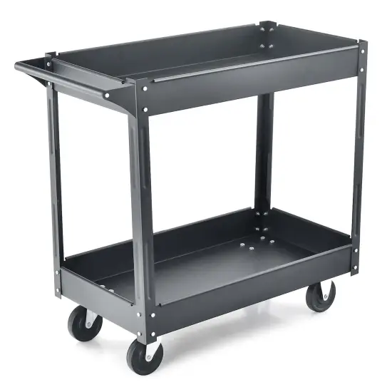 Costway 2-Tier Utility Cart Metal Service Cart Rolling Tool Storage Organizer with Handle {2}