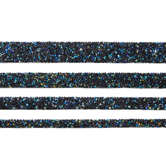 7 Rolls Crystal Rhinestone Adhesive Strips for Crafts, Decor, Gifts (4 Sizes, Black) {4}