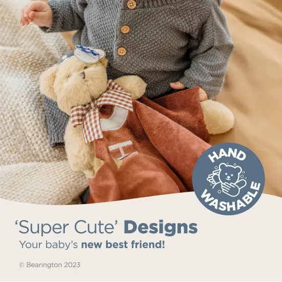 Bearington Baby Touchdown Snuggler, 15 Inch Football Plush Stuffed Animal Teddy Bear Security Blanket Lovey for Babies, For Ages 0-3 Brown {3}