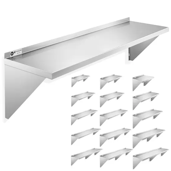 KUTLER Stainless Steel Shelf, NSF Commercial Wall Mount Shelves with Backsplash, Floating Metal Shelving for Restaurant, Kitchen, Home, Garage {7}
