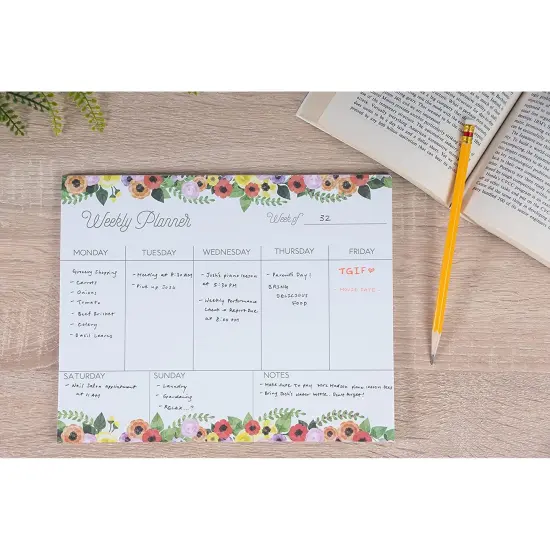 Floral Weekly Planner Pads, Daily Schedule and To Do List (8 x 10 In, 2 Pack) Multicolor {4}