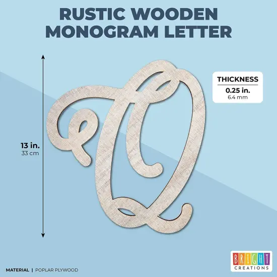 13-Inch Unfinished Wooden Monogram Letter Q, Rustic-Style Home Decor, Paintable Wood Alphabet Letters for Custom Signs, Party Decorations, Crafting and Art Supplies White {2}