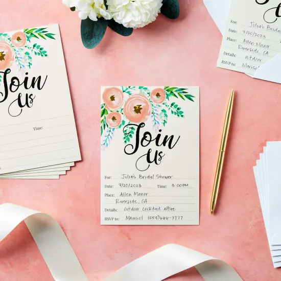 Invitation Cards - 50 Fill-In Floral Classy Cards with Envelopes. Great for Birthday Invitations, Bridal Shower Invitations, Baby Shower Invitations, and Wedding Invitations, 5 x 7 In, Postcard Style Multicolor {2}
