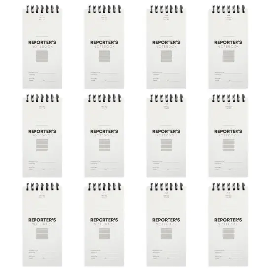 12 Pack Reporters Notebook, Spiral Note Pad for Journalist, Detective (70 Sheets/140 Pages Per Book, 4x8 In) White {6}
