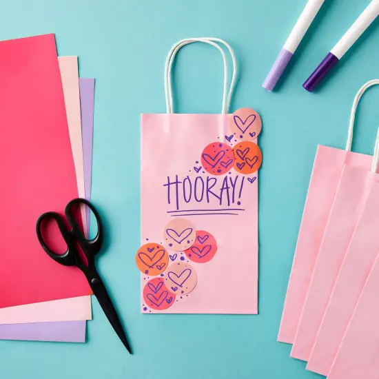 25-Pack Pink Gift Bags with Handles - Small Paper Treat Bags for Birthday, Wedding, Retail (5.3x3.2x9 In) {3}