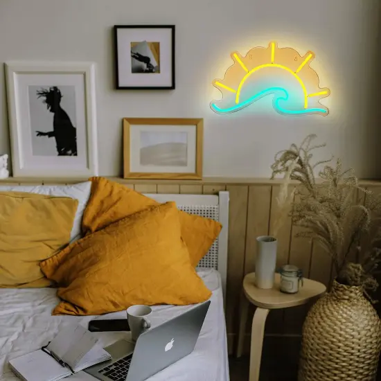 Summer Tropical Sunset Neon Wall Decor &ndash; LED Sunrise Over the Sea Wall Light for Bedroom, Living Room, Kitchen, and Summer Decor {3}