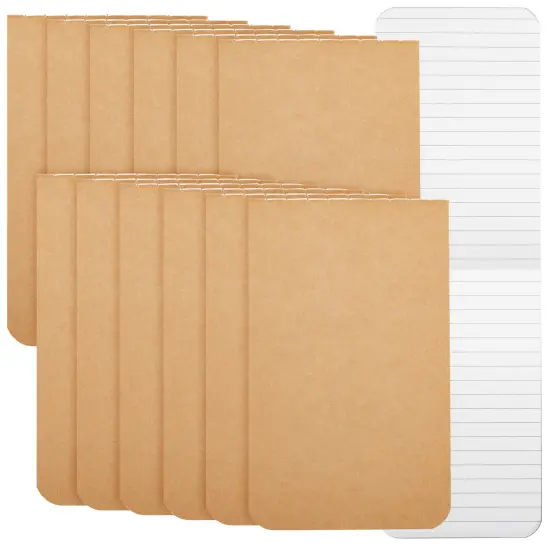 12 Pack Small Pocket Notepad, Kraft Paper Cover To Do List Notebook, Memo, Top Bound, 64 Lined Pages Each (2.7x4.5 In) Brown {1}