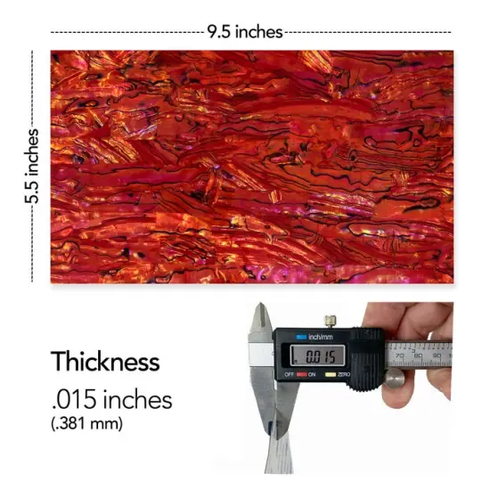 Shell Veneer, 5.5 x 9.5 inches | WMOP, BMOP, Abalone | Includes 3M Adhesive Sheet for Application, Great for Inlay Projects Ruby Red {2}