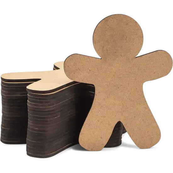 Bright Creations 24 Pack Wooden Gingerbread Men for Crafts, Wood DIY Christmas Ornaments, Festive and Fun Gingerbread Men Decorating Kit for Xmas Celebrations and Gatherings (3.5 x 4.5 In) Brown {1}