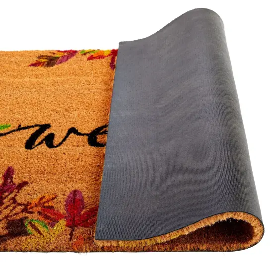 Natural Coco Coir Autumn Leaves Mat 36"L x 24"W for Thanksgiving, Front Door, Welcome Doormat for Fall Decor, Porch Brown {3}