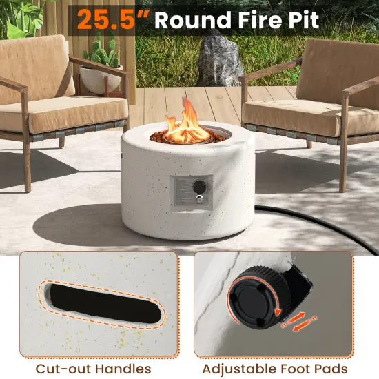 White Terrazzo Fire Pit Table with Propane Tank Holder and 40,000 BTU {5}