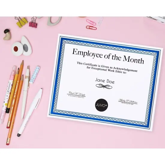 Certificate Paper with Blue Foil Border, Award Certificates (White, 8.5 x 11 in, 50-Pack) {2}
