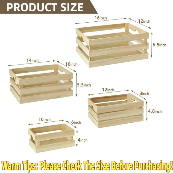 Large Wooden Crates Unfinished Set of 4 Storage Crates {2}