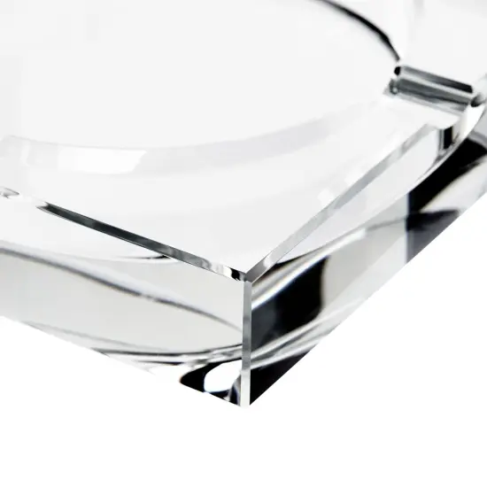 Glass Crystal Ashtray with Cut and 4 Slots for Cigars, Luxury Square Cigarette Holder for Men, Home, Office, Desk, Tabletop Decoration, Gift Box (7x7x1.5 Inches) Clear {5}