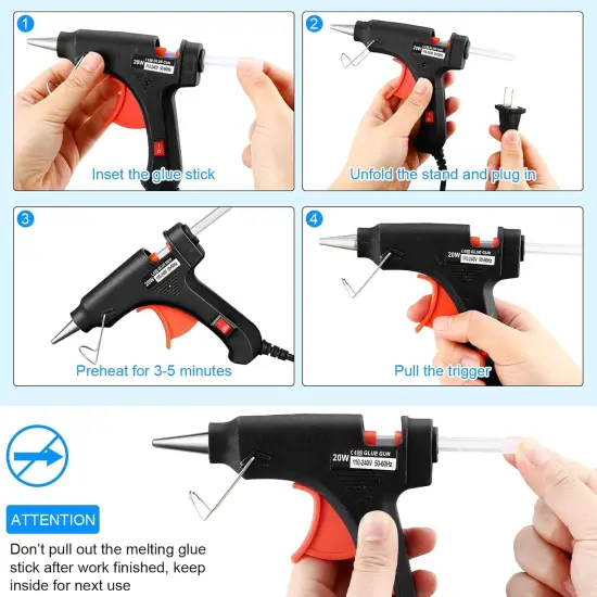 12 Pieces Mini Hot Glue Gun Crafts Hot Melt Guns Fast Preheating and Easy Squeeze Trigger for School DIY Arts Class Projects Office Home Quick Repairs (Black) {4}