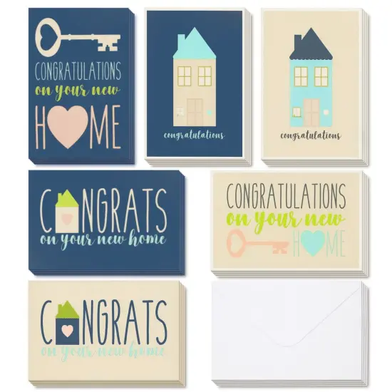 Best Paper Greetings 36 Pack Congratulations On Your New Home Greeting Cards with Envelopes Assortment Set for House Warming (6 Designs, 4x6 In) - House Greeting Card - Congrats on Your Home Cards Multicolor {1}