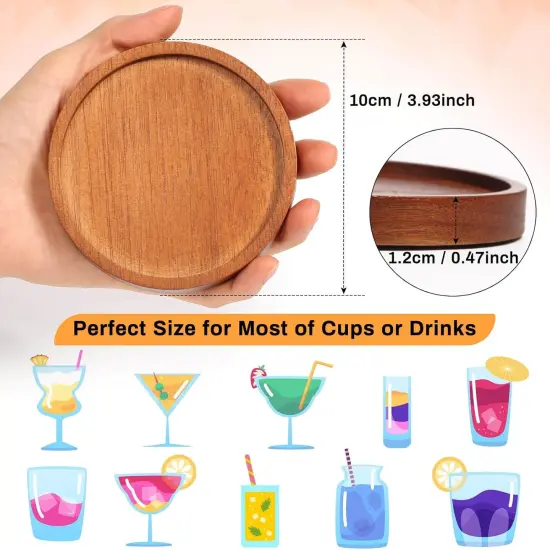Wooden Coasters Set of 6 with Holder {3}