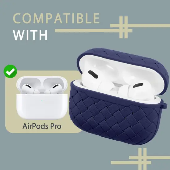 Weave Pattern Case Compatible With AirPods Pro, Soft TPU Skin Cover with Keychain For Girls Boys Men Women (Support Wireless Charging) Blue, by Insten {7}