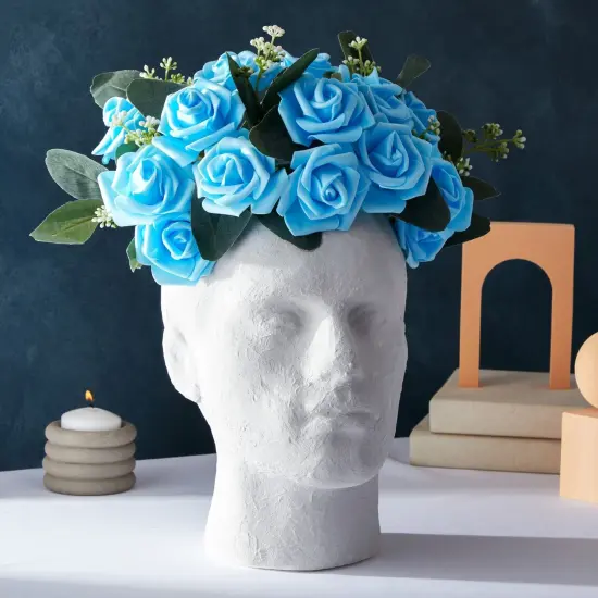 Male Foam Head Form, Mannequin Display for Masks, Hats, Wigs, Halloween Decoration (White, 9.25x11 in) {6}