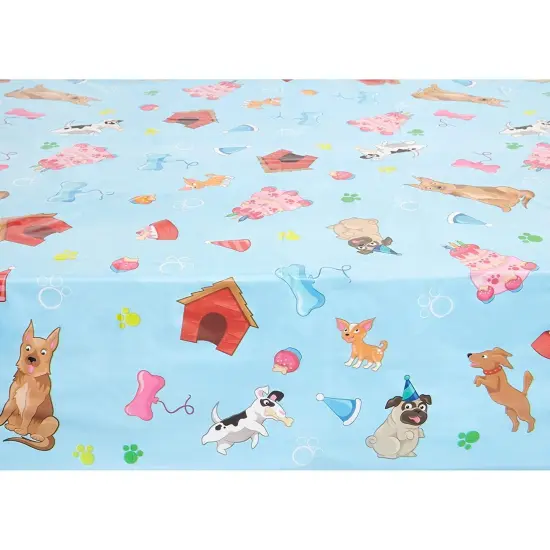 3 Pack Puppy Dog Themed Party Tablecloth (54 x 108 in, Rectangle) Blue {4}