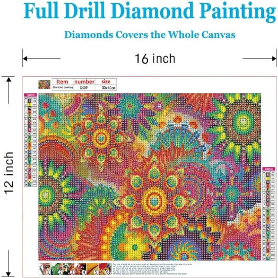 DIY 5D Diamond Painting Flower, Diamond Art Painting Colorful Flower by Number Kits for Adults and Kids, Abstract Flowers Arts Painted with Round Full Drill for Gift Wall Decor(12x16in) {4}