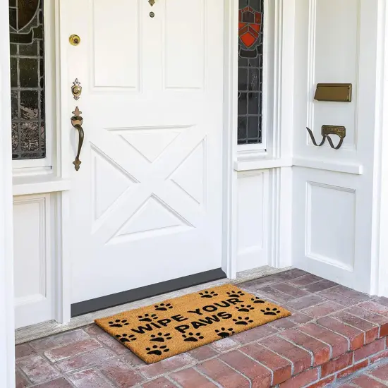 Nonslip Coco Coir Mat for Outdoor Entrance, Wipe Your Paws Doormat for Front Door Entry, Dog Lovers (17 x 30 In) Brown {2}