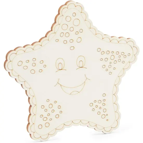 24 Pieces Unfinished Sea Creatures Wood Cutouts for Crafts, Wooden Ocean Animals (Turtle, Seahorse, Starfish, Mermaid) Brown {5}