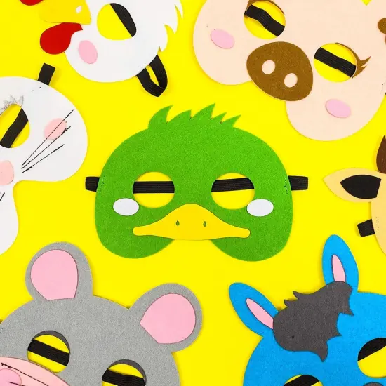 BLUE PANDA 12 Pack Felt Farm Animal Masks for Kids Ages 3-14 &ndash; Jungle Safari Dress Up Masks for Birthday Parties, Classroom Rewards, Halloween Costumes, and Pretend Play (7x7.2 In) Multicolor {4}