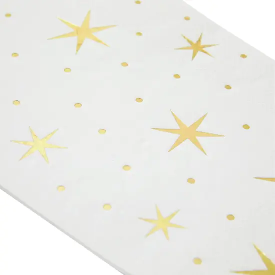 50 Pack Gold and White Dinner Napkins with Stars, Decorative Disposable Gold Foil for Baby Shower, Birthday, Holidays (3-Ply, 4 x 8 In) {5}