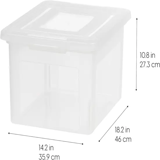 IRIS USA Plastic File Boxes With Lids for Letter/Legal File, Clear 35 Qt. 1 Pack {3}