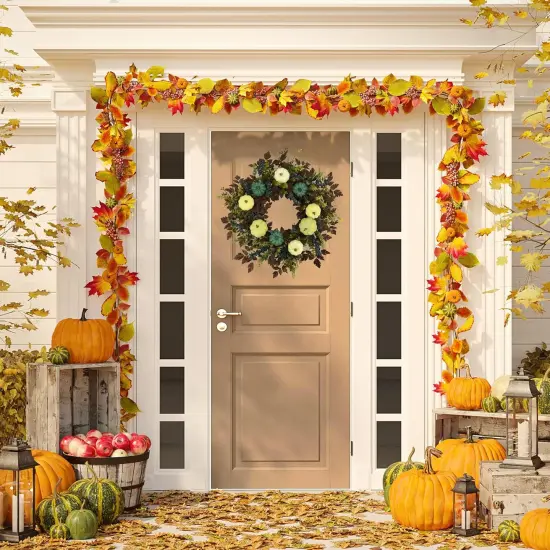 24 Inch Fall Wreath with Pumpkins {2}